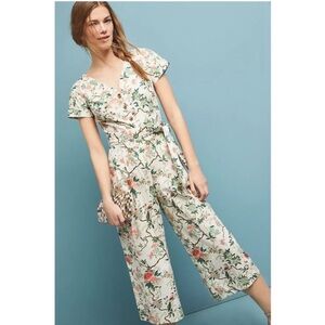 Gal Meets Glam Cream Floral Belted Sophia Jumpsuit